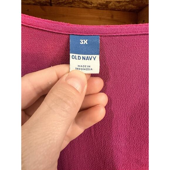 Old Navy Wrap Dress 3X Flutter Sleeve Midi Pink Stretch Barbiecore - Picture 3 of 7